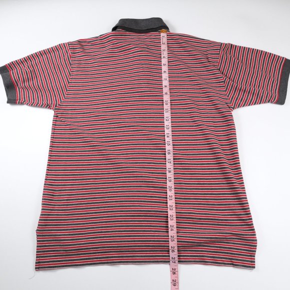Vintage Tommy Hilfiger Polo Shirt Mens XL Red & Gray Striped Short Sleeve Crest - Picture 10 of 10
